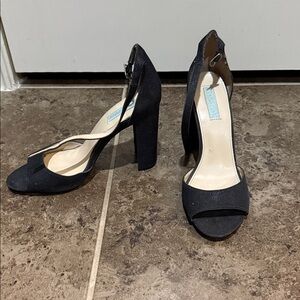 Betsey Johnson Black Peep-Toe Heels